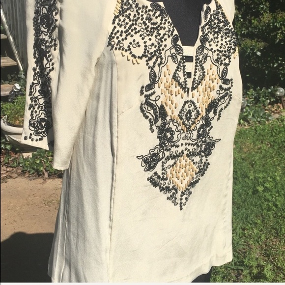 Nanette lepore 100% silk beaded top - Picture 4 of 8